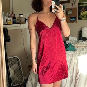 Elegant Red Mini Dress with V-Neckline